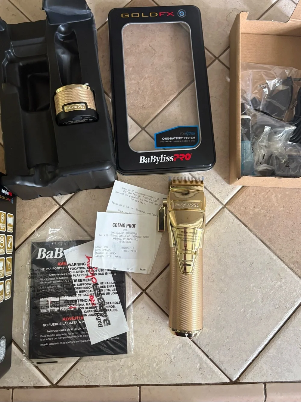 BaBylissPRO GoldFX FXONE Professional Cord/Cordless Clippers #FX899G